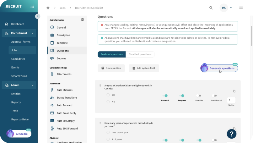 Generate Custom Questions with AI