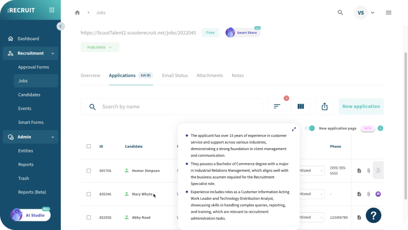 Screen Candidates with AI